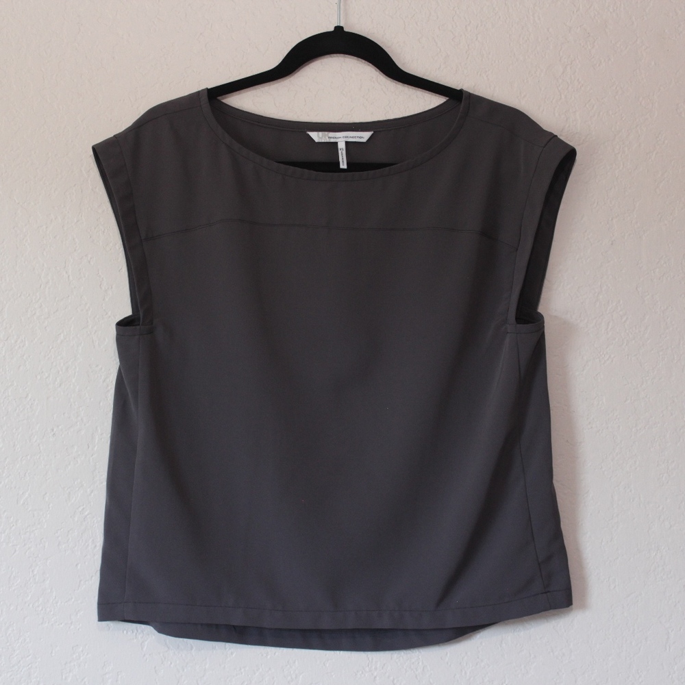 French Connection Dark Gray Boxy Blouse